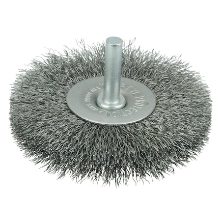 Weiler 3" Wire Radial Wheel, .008" Stainless Steel Fill, 1/4" Stem 17978